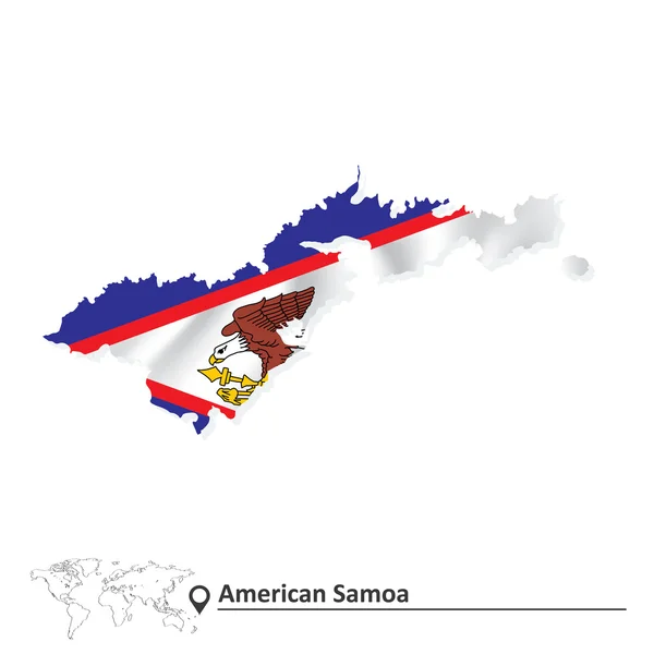 Map of American Samoa with flag — Stock Vector