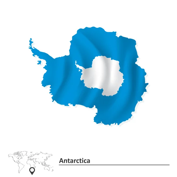 Map of Antarctica with flag — Stock Vector