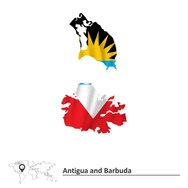 Carte de Antigua-et-Barbuda avec drapeau — Image vectorielle