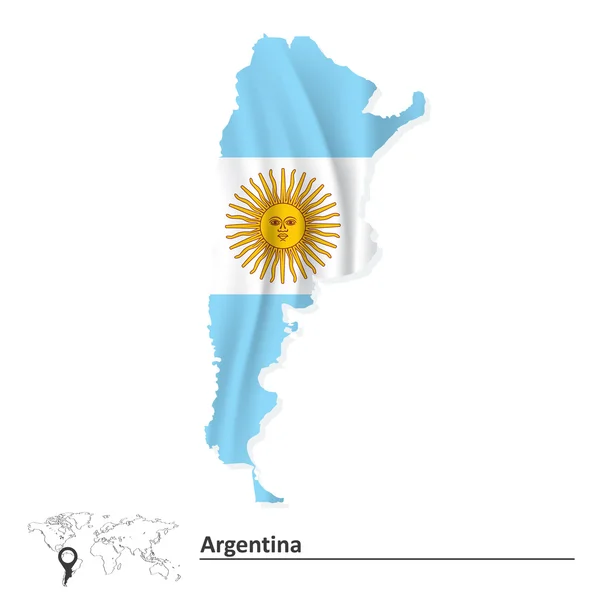 Mapa de Argentina con bandera — Archivo Imágenes Vectoriales