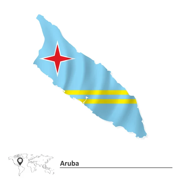 O mapa de Aruba com bandeira — Vetor de Stock