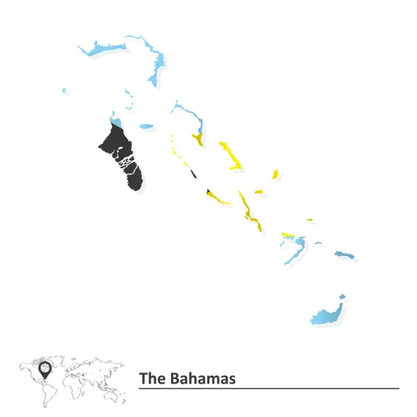 Mapa de Bahamas con bandera — Vector de stock