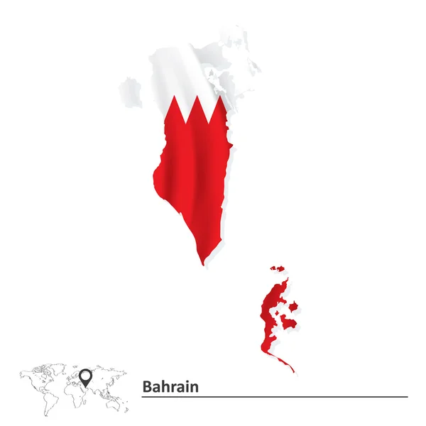 Mappa del Bahrein con la bandiera — Vettoriale Stock