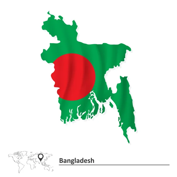 Mapa de Bangladesh con bandera — Archivo Imágenes Vectoriales