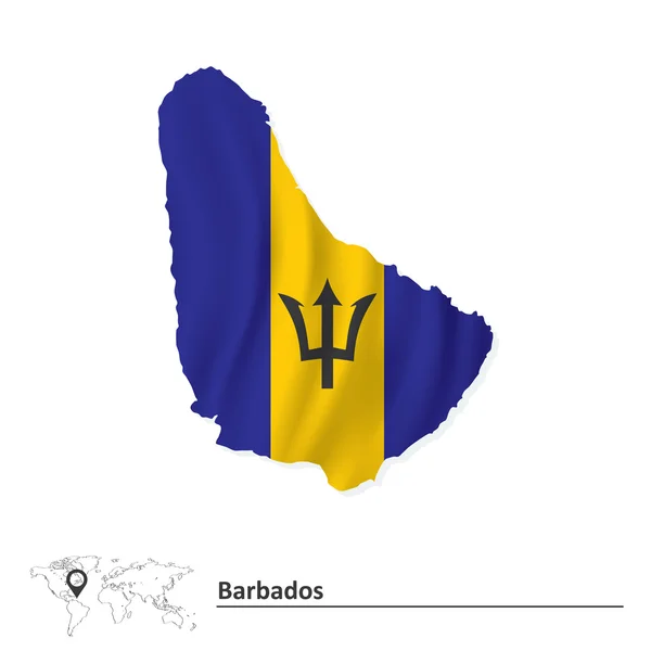Karta över Barbados med flagga — Stock vektor