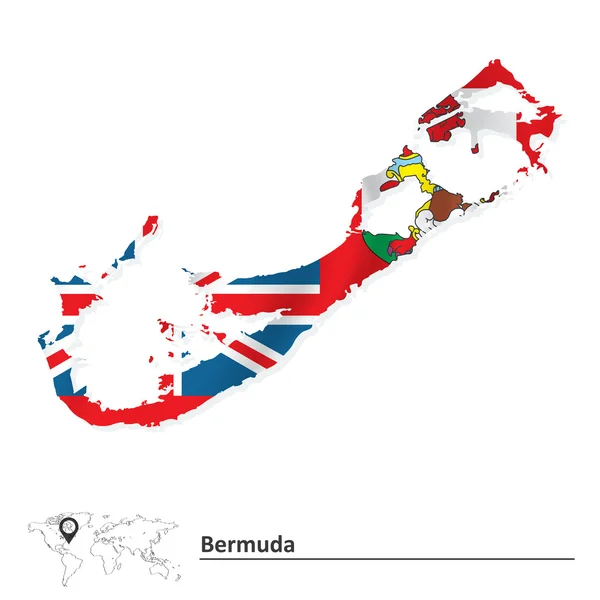 Bayrağı ile Bermuda Haritası — Stok Vektör