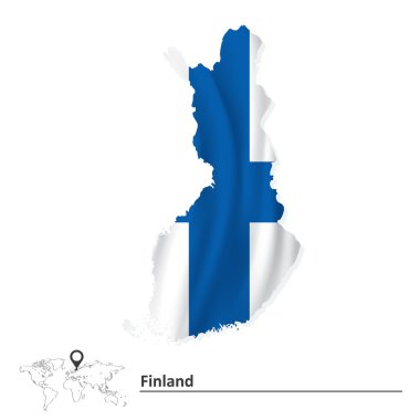bayrağı ile Finlandiya Haritası