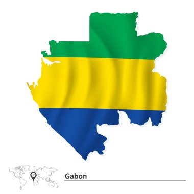 Bayrağı ile Gabon Haritası