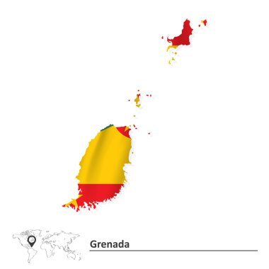 Grenada bayrağı ile Haritası