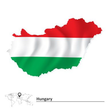 Macaristan haritası bayrak ile
