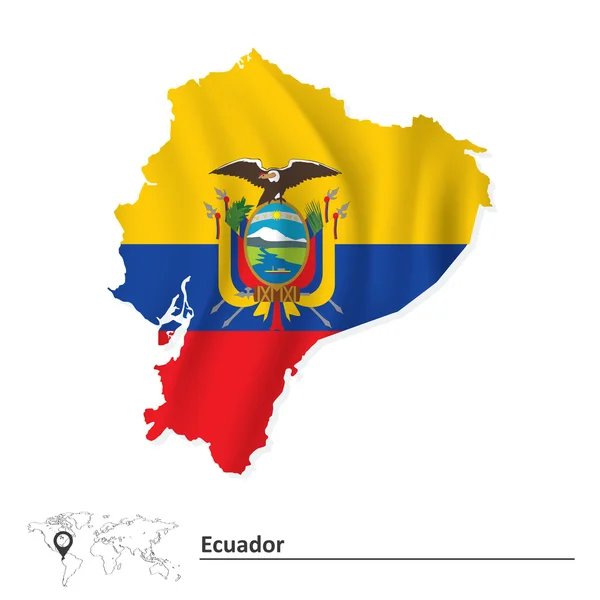 Karte von Ecuador mit Fahne — Stockvektor