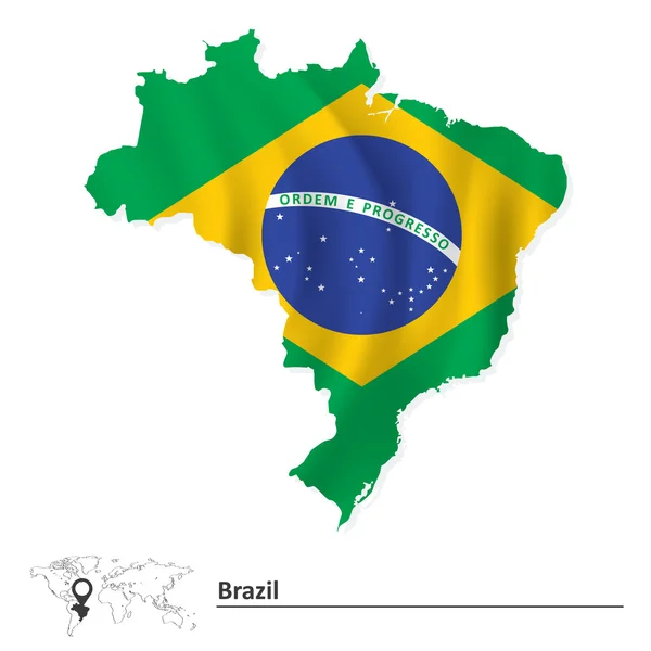 Map of Brazil with flag — Stock Vector