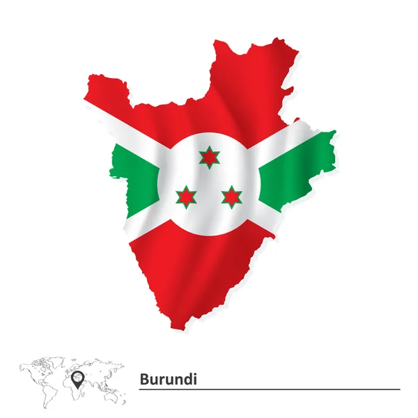Mapa de Burundi con bandera — Archivo Imágenes Vectoriales