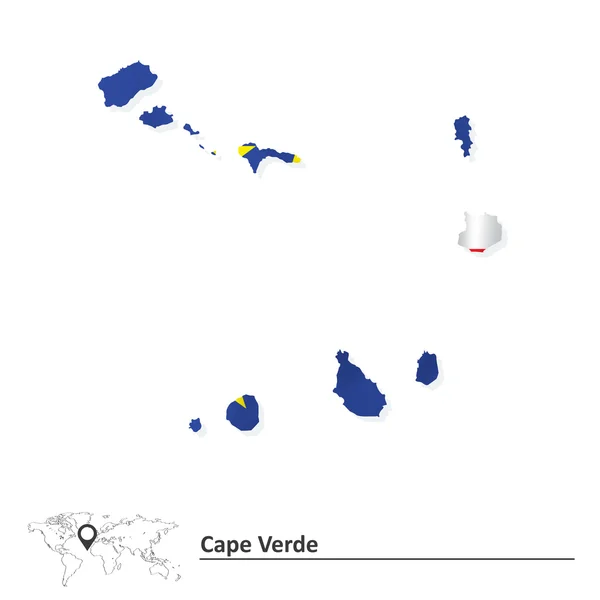 Mapa de Cabo Verde con bandera — Vector de stock
