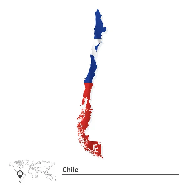 Kaart van Chili met vlag — Stockvector