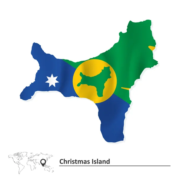 Map of Christmas Island with flag — Stock Vector