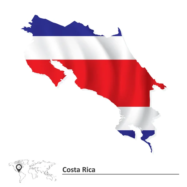 Mapa de Costa Rica con bandera — Archivo Imágenes Vectoriales