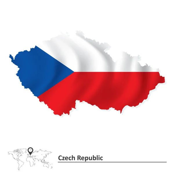 Χάρτη της Τσεχικής Δημοκρατίας με σημαία — Διανυσματικό Αρχείο