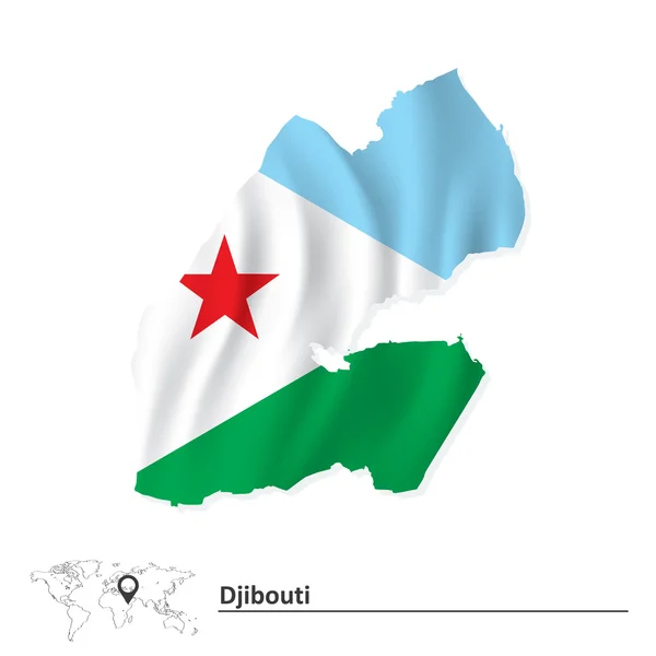 Kaart van Djibouti met vlag — Stockvector
