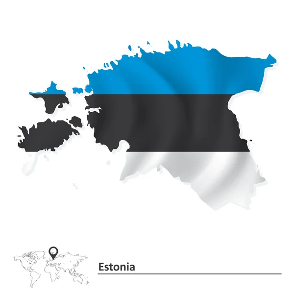 Mapa Estonska s příznakem — Stockový vektor