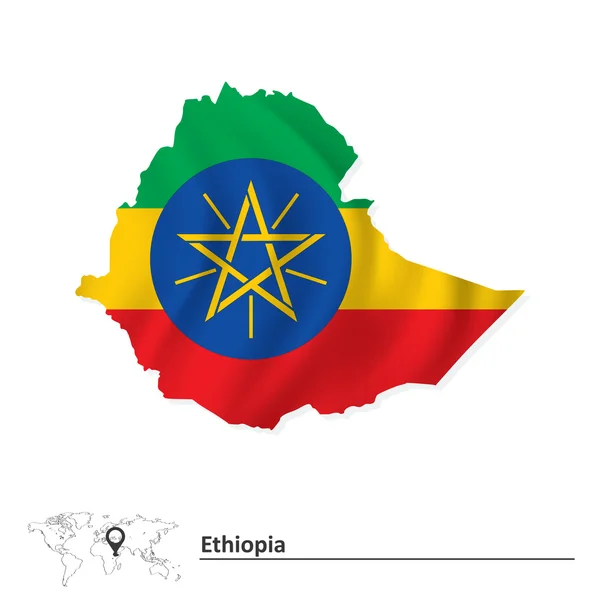 Mapa z Etiopie s příznakem — Stockový vektor
