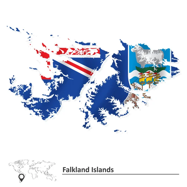 Mapa Wysp Falklandzkich z flagą — Wektor stockowy
