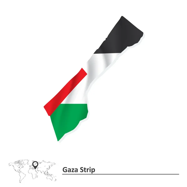 Kaart van Gaza Strip met vlag — Stockvector