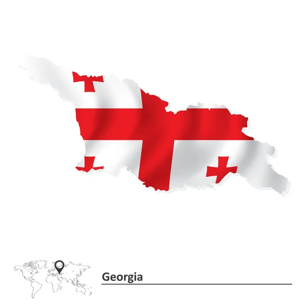 Mapa Gruzji z flagą — Wektor stockowy