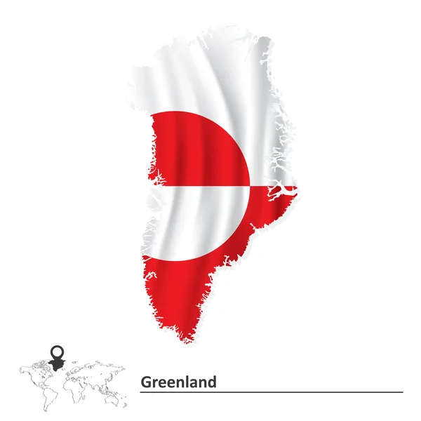 Map of Greenland with flag — Stock Vector