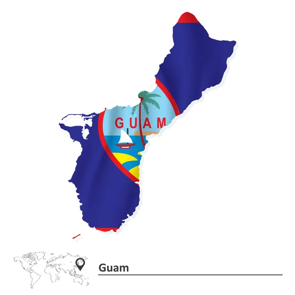 Map of Guam with flag — Stock Vector