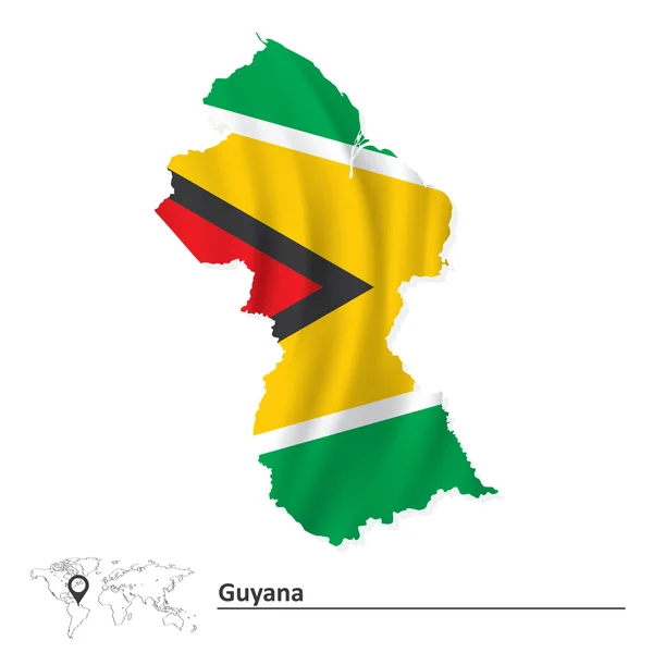 Kaart van Guyana met vlag — Stockvector