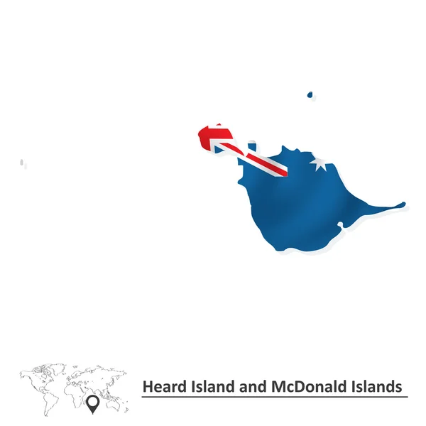 Map of Heard Island and McDonald Islands with flag — Stock Vector