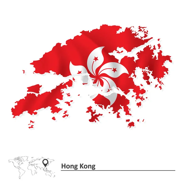 Mapa de Hong Kong com bandeira —  Vetores de Stock