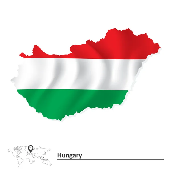 Mapa de Hungría con bandera — Archivo Imágenes Vectoriales