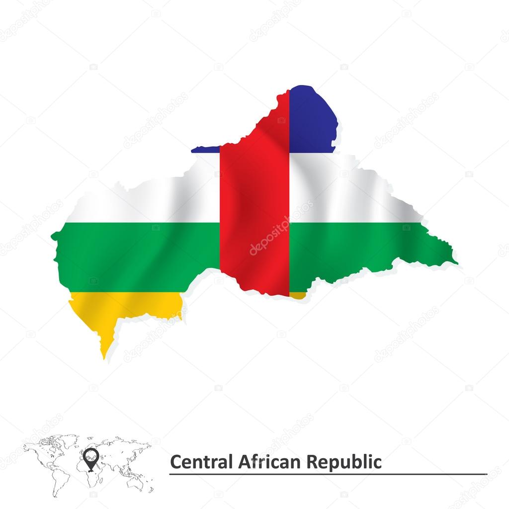 Map of Central African Republic with flag