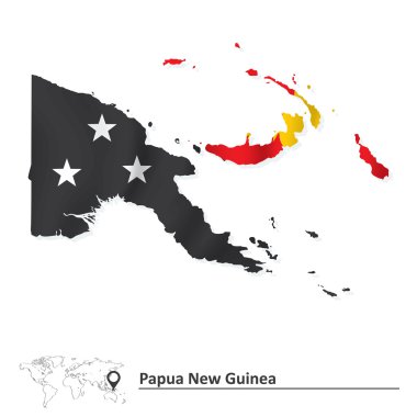 Bayrağı ile Papua Yeni Gine Haritası