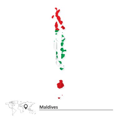 Map of Maldives with flag clipart