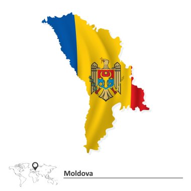 Map of Moldova with flag clipart