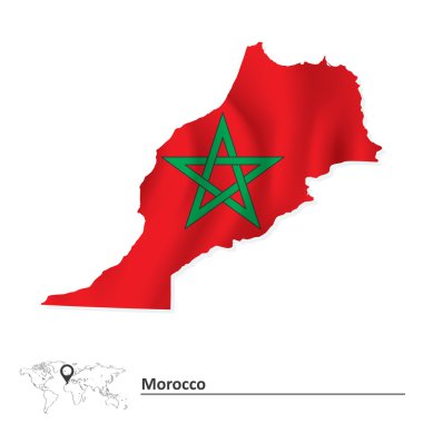 Map of Morocco with flag clipart