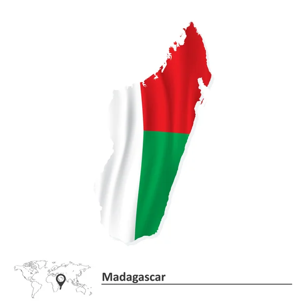 Zászló Madagaszkár Térkép — Stock Vector