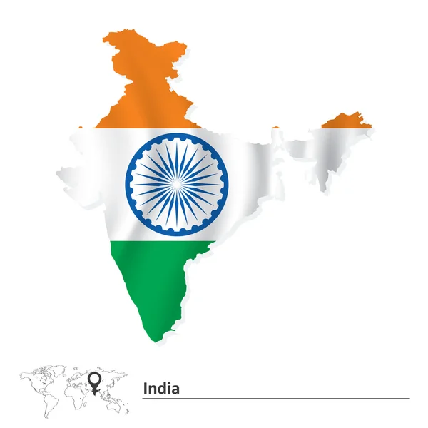 Mapa Indie s vlajkou — Stockový vektor