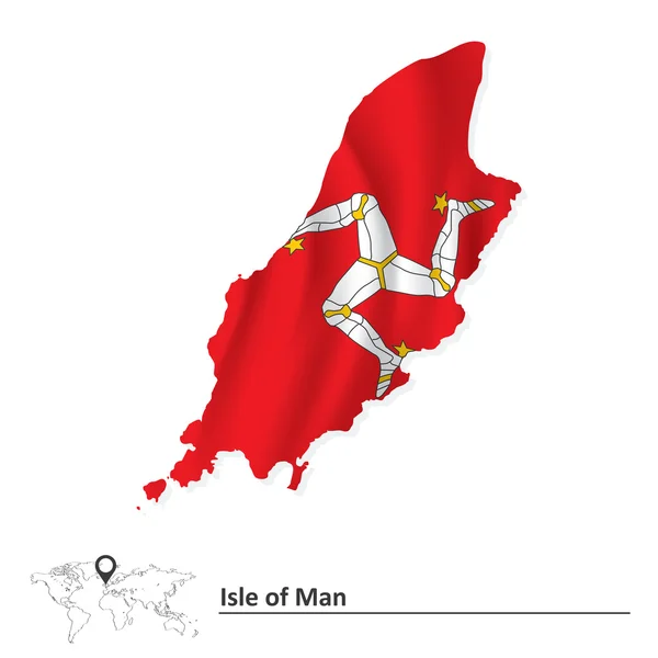 Map of Isle of Man with flag — Stock Vector