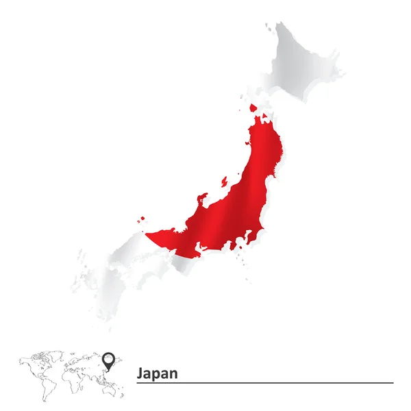 Mapa de Japón con bandera — Archivo Imágenes Vectoriales