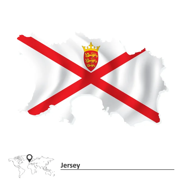 Jersey Haritası bayrak ile — Stok Vektör