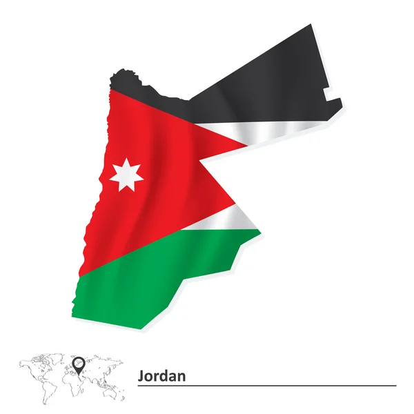 Kaart van Jordan met vlag — Stockvector