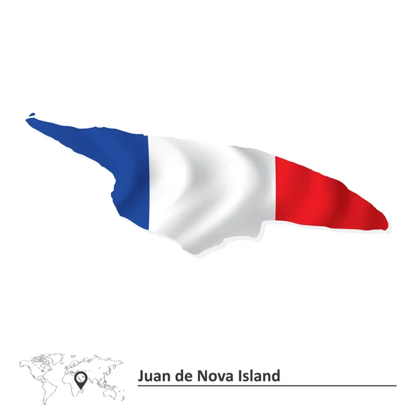 Mapa da Ilha Juan de Nova com bandeira — Vetor de Stock