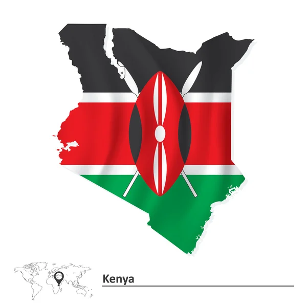 Mappa del Kenya con la bandiera — Vettoriale Stock