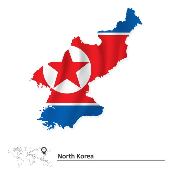 Map of North Korea with flag — Stock Vector