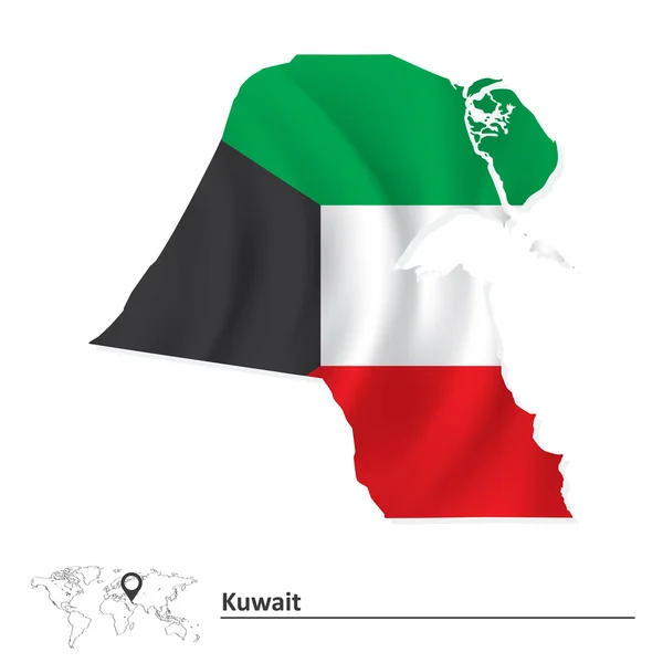 Mapa de Kuwait con bandera — Archivo Imágenes Vectoriales