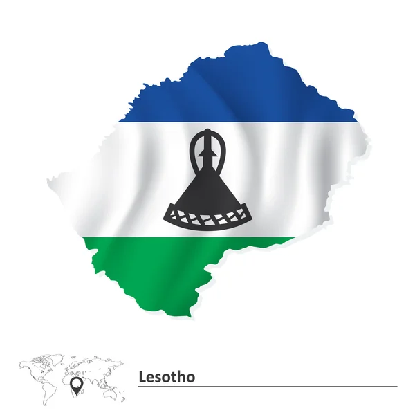 Map of Lesotho with flag — Stock Vector